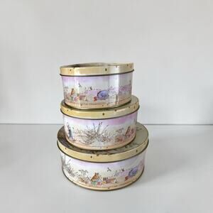 Vintage Winnie the Pooh Tin Set of 3 Nesting Tins Disney Classic Pooh Storage